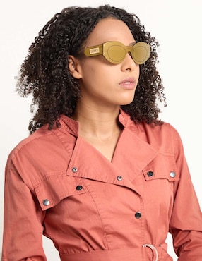 Lentes de sol Versace Damier Plaque Shield para mujer